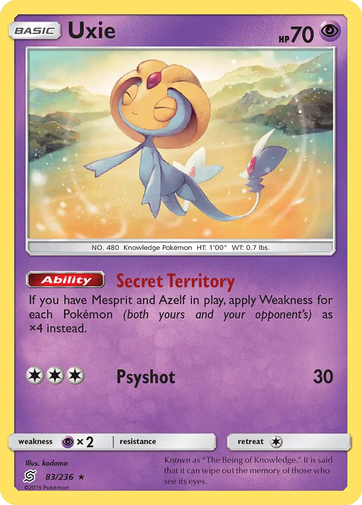Uxie Rare rarity Unified Minds Pokémon card price — $0.86