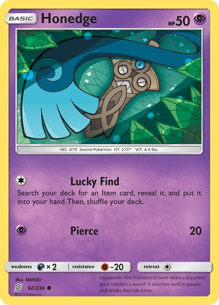 Honedge Common rarity Unified Minds Pokémon card price — $0.36