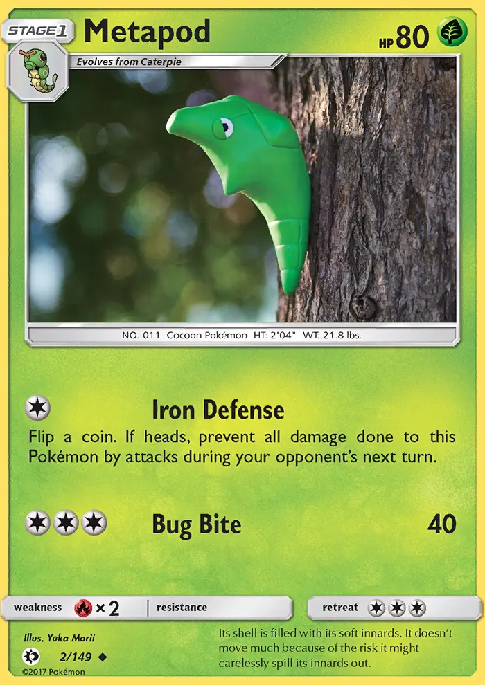 Metapod Uncommon rarity Sun & Moon Pokémon card price — $0.88