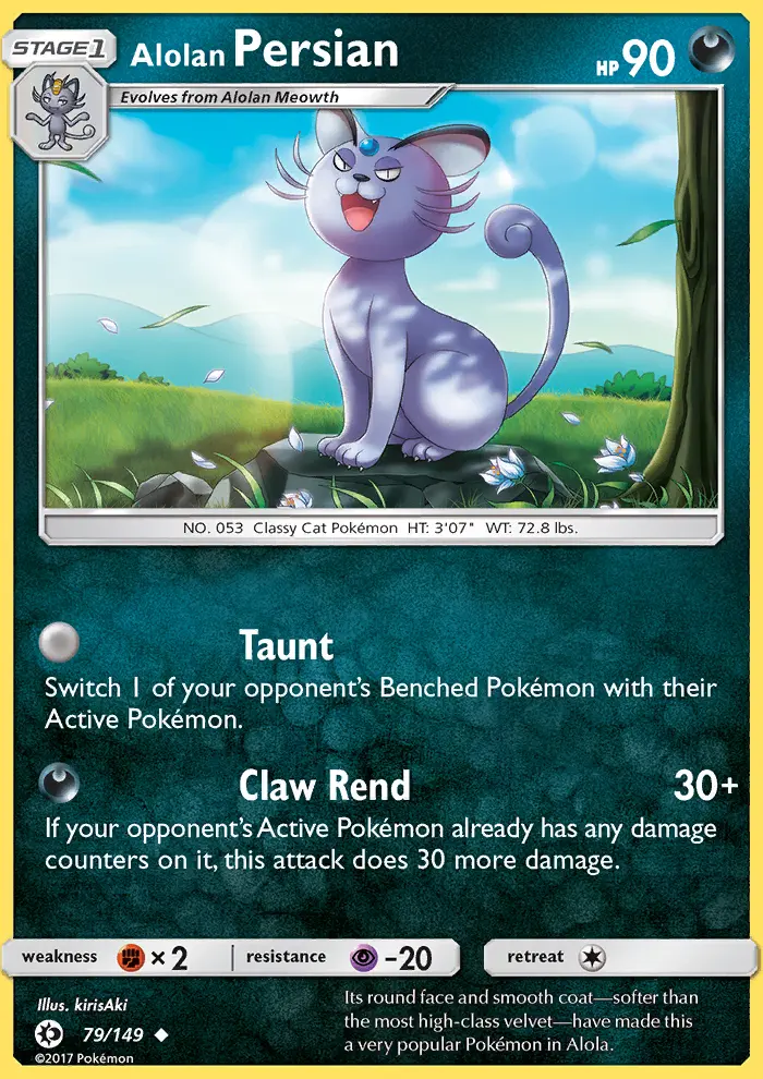 Alolan Persian Uncommon rarity Sun & Moon Pokémon card price — $0.59