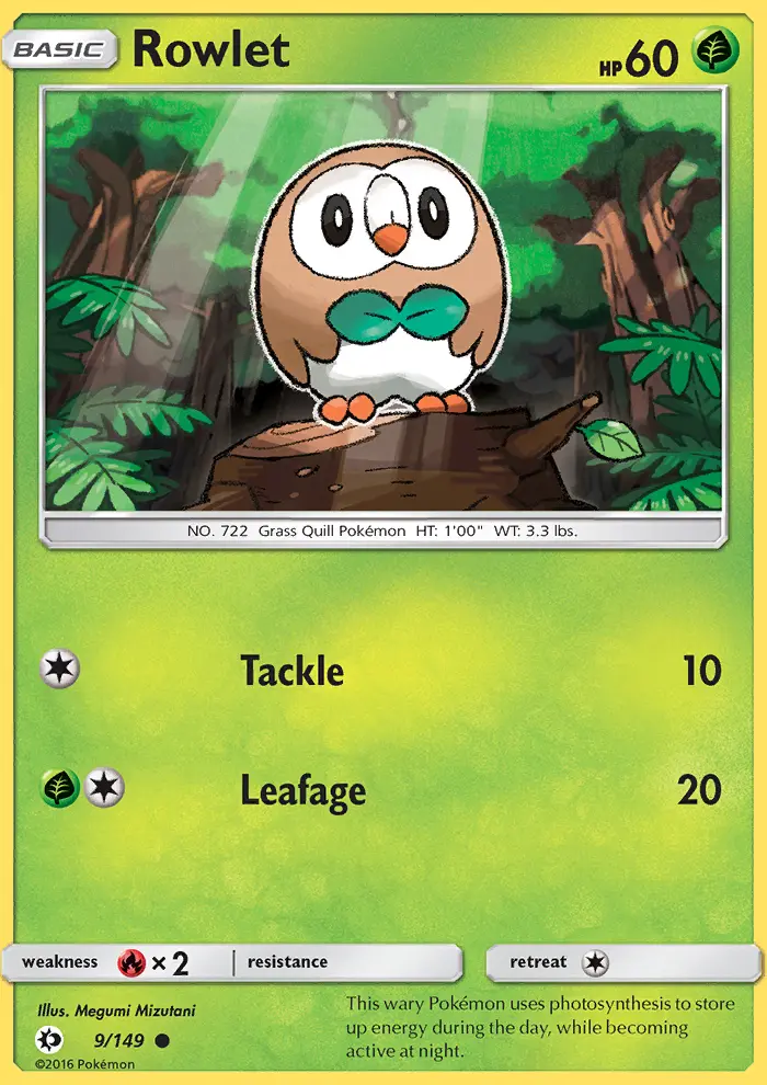 Rowlet Common rarity Sun & Moon Pokémon card price — $0.52