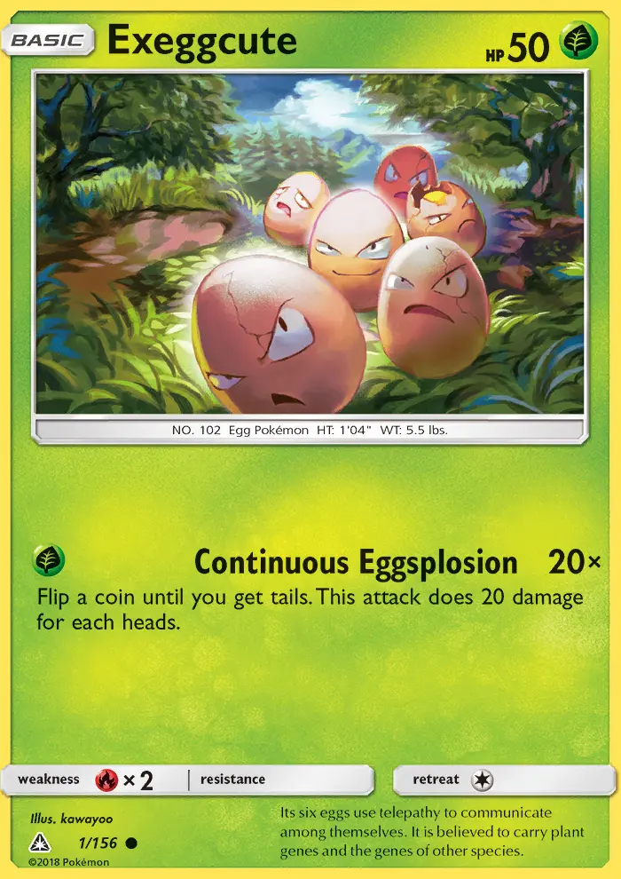 Exeggcute Common rarity Ultra Prism Pokémon card price — $0.40