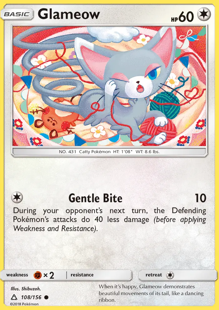 Glameow Common rarity Ultra Prism Pokémon card price — $7.70