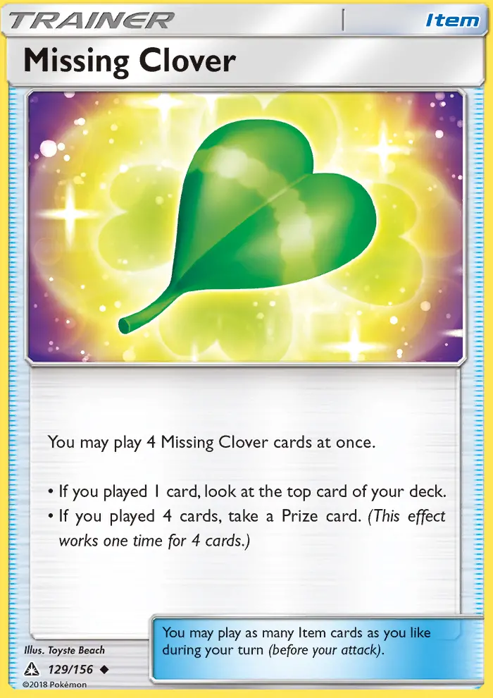 Missing Clover Uncommon rarity Ultra Prism Pokémon card price — $0.30