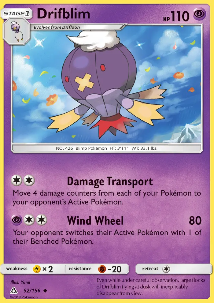Drifblim Uncommon rarity Ultra Prism Pokémon card price — $0.38