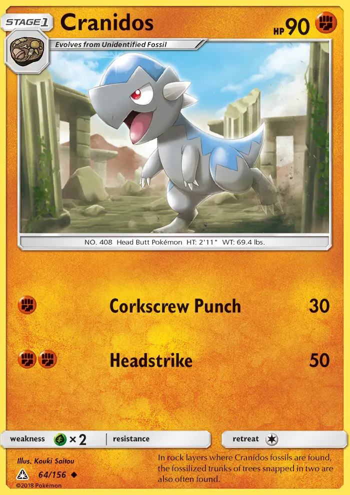 Cranidos Uncommon rarity Ultra Prism Pokémon card price — $1.04