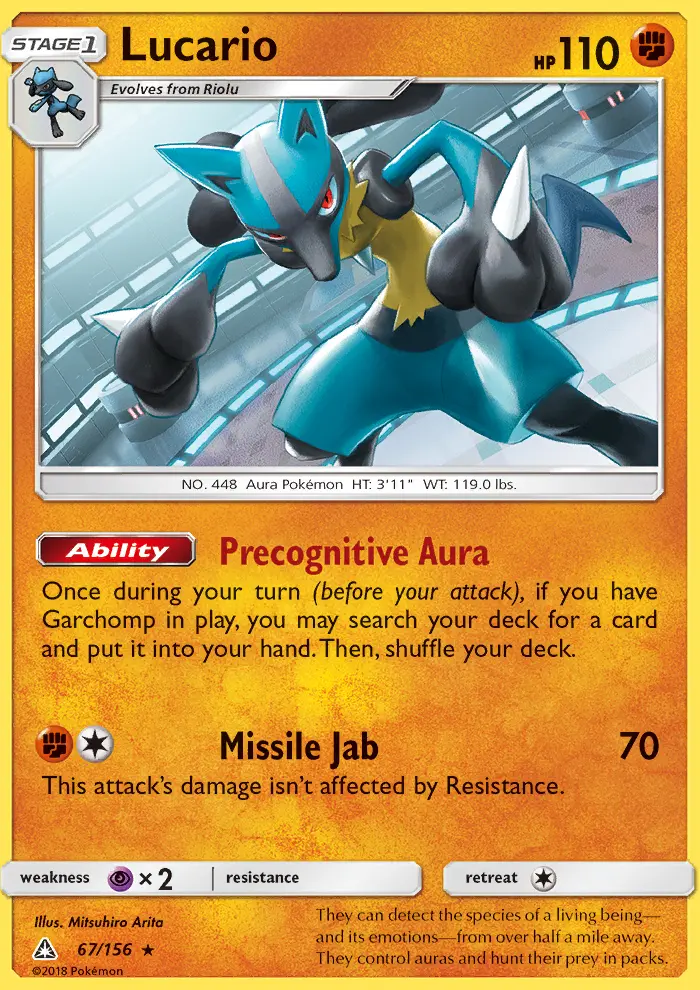 Lucario Rare rarity Ultra Prism Pokémon card price — $4.70