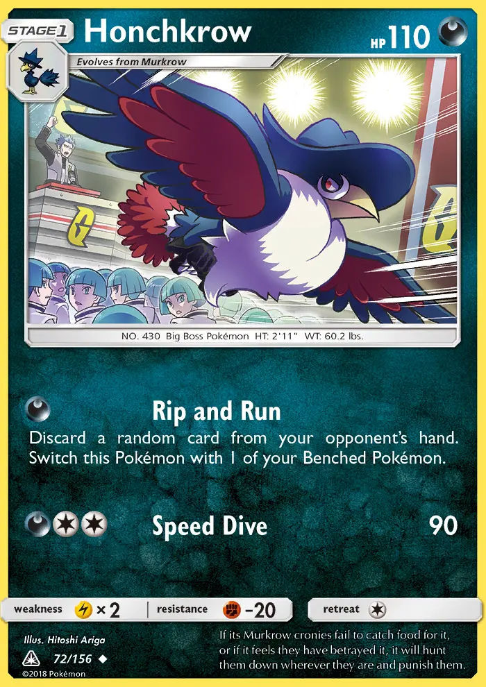 Honchkrow Uncommon rarity Ultra Prism Pokémon card price — $0.40